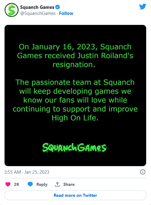 Justin Roiland Squanch Games stüdyosundan istifa etti.