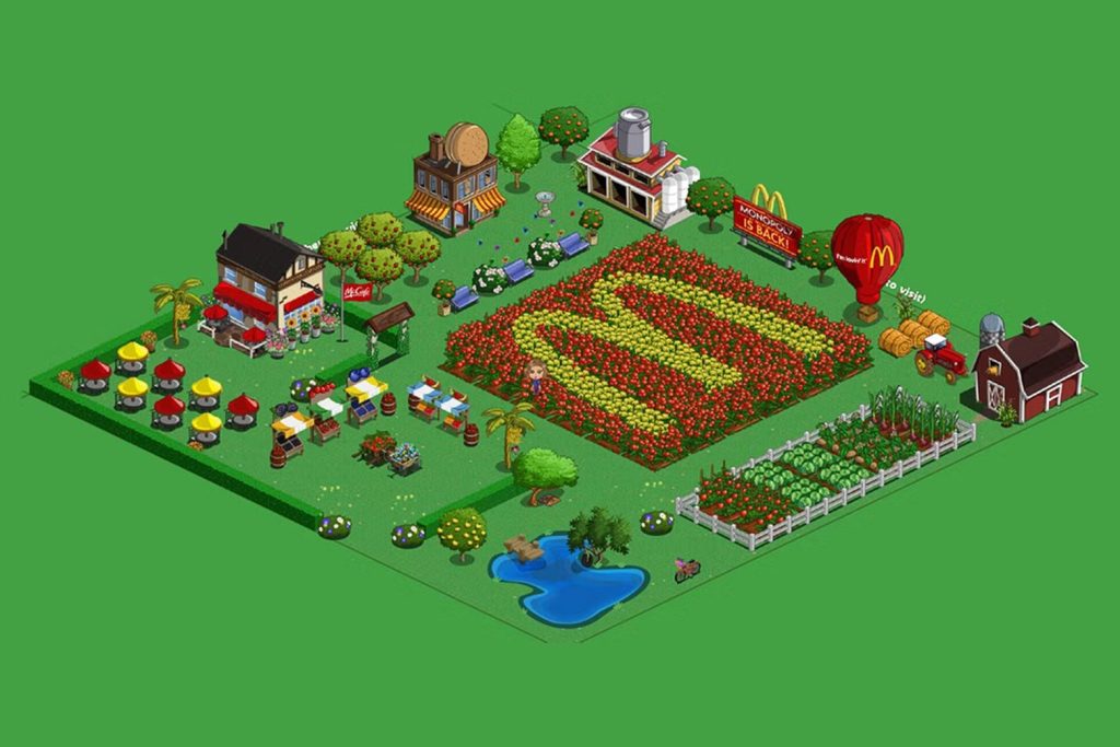 Farmville'in Monopoly ve McDonalds temalı bir ekran görüntüsü.
