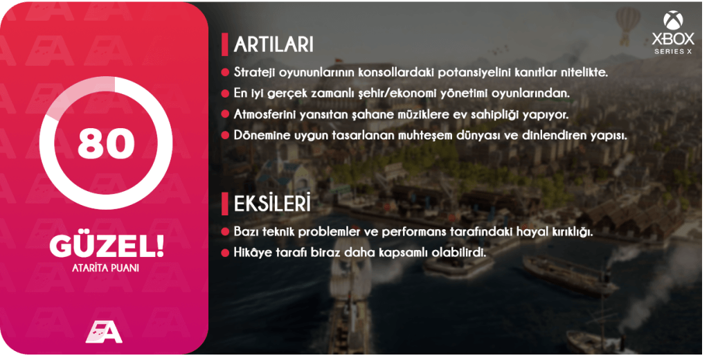 Ubisoft’un yaklaşık 25 yıllık strateji türündeki markası olan Anno serisi, 2019 yılında en yeni oyunu Anno 1800’e kavuşmuştu. Gelin, 16 Mart’ta yeni nesil konsollar yani Xbox Series X|S ve PlayStation 5 için de piyasaya sürülecek olan Anno 1800’ün konsol sürümüne detaylı bir şekilde göz atalım.