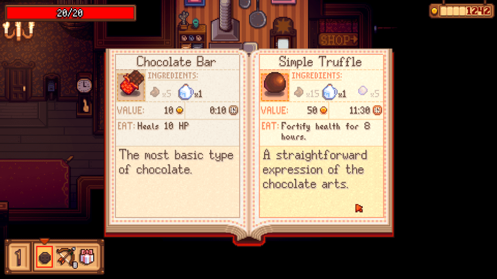 Haunted Chocolatier ekran görüntüsü, çikolata tarifi