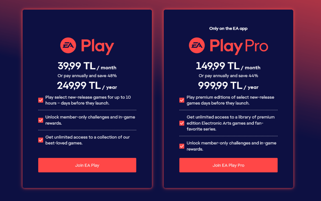 EA Play Pro Türkiye fiyatı