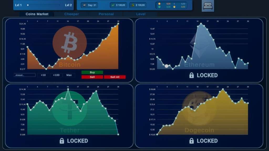 Coin Trader Simulator, kripto ticaret simülasyonu.