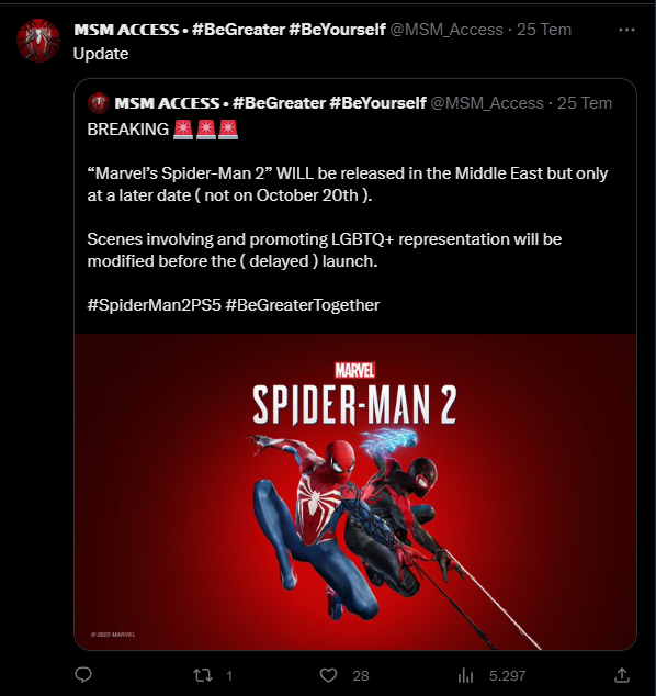 Marvel's Spider-Man 2'nin Orta Doğu Ülkelerindeki Durumu Sıkıntıda! Marvel's Spider-Man 2 Türkiye'de yasaklanacak mı?