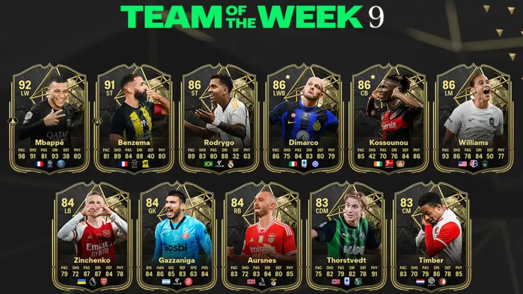 FC 24 TOTW 9. haftası oldukça güçlü görünüyor