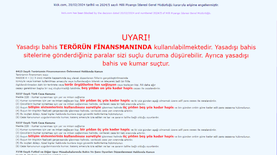 Kick Erişimi Engellendi: Karar Milli Piyango İdaresi Genel Müdürlüğü'nden Geliyor Twitch'in rakibi Kick'e erişim engeli geldi.