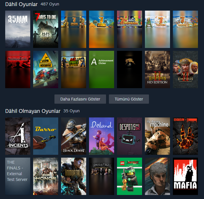 Steam Aileleri desteklenmeyen oyunlar