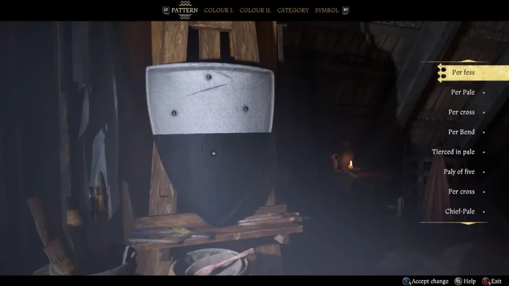Kingdom Come: Deliverance II'nin İlk DLC'si Haftaya Çıkıyor - Brushes With Death İçin Geri Sayım Başladı! Kingdom Come: Deliverance II - Brushes With Death DLC'sinin kalkan boyama sistemi gösteriliyor.