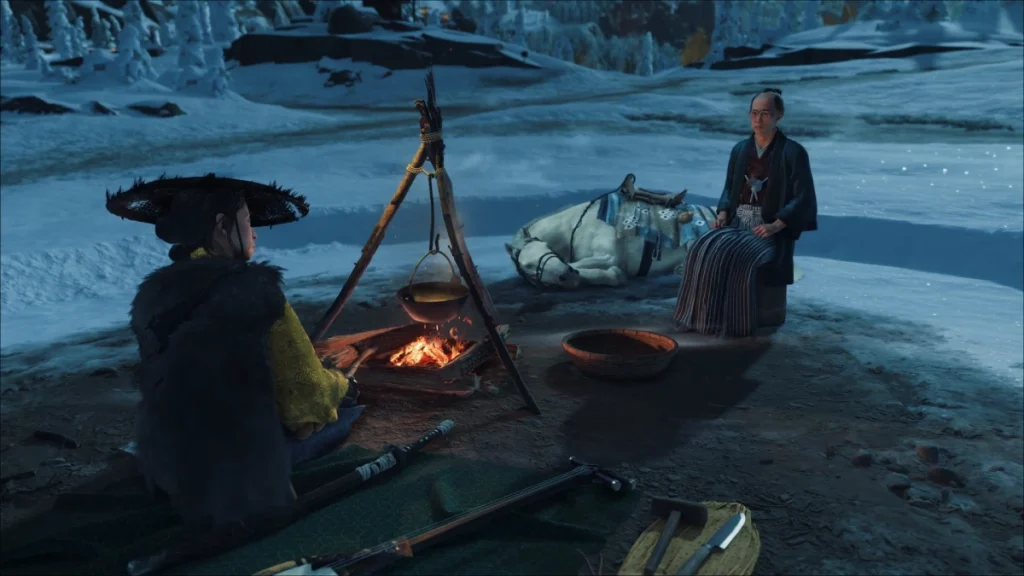 Ghost of Yotei Oynanışı Gösterildi: İşte Oyuna Dair Tüm Detaylar Ghost of Yotei kamp sistemi.
