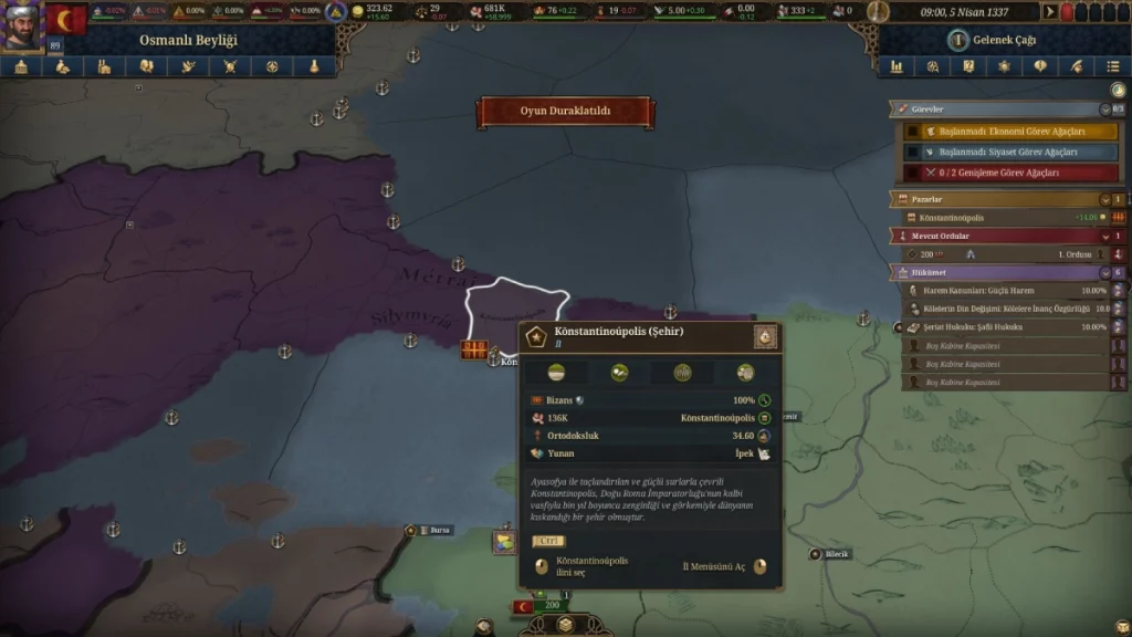 EU5 osmanlı istanbul fethi