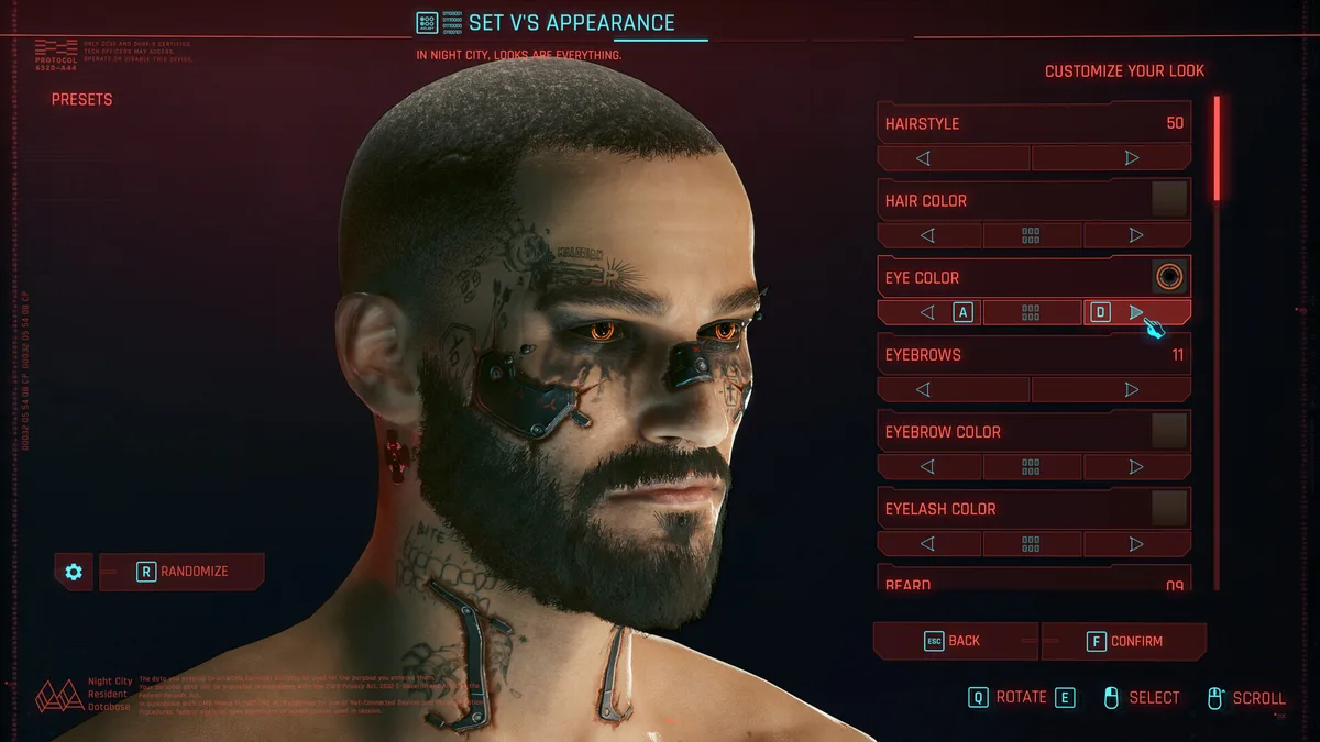 Cyberpunk 2077 karakter oluşturma